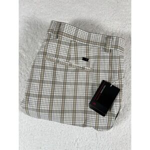 Nike Golf Tiger Woods Collection White Beige Plaid Shorts Performance Mens Sz 38
